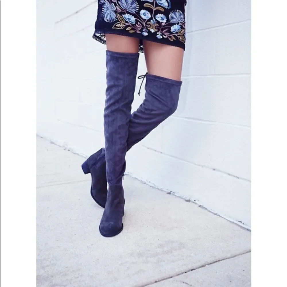 NEW Free People Coast to Coast Over the Knee Boots in Gray - Size 37
